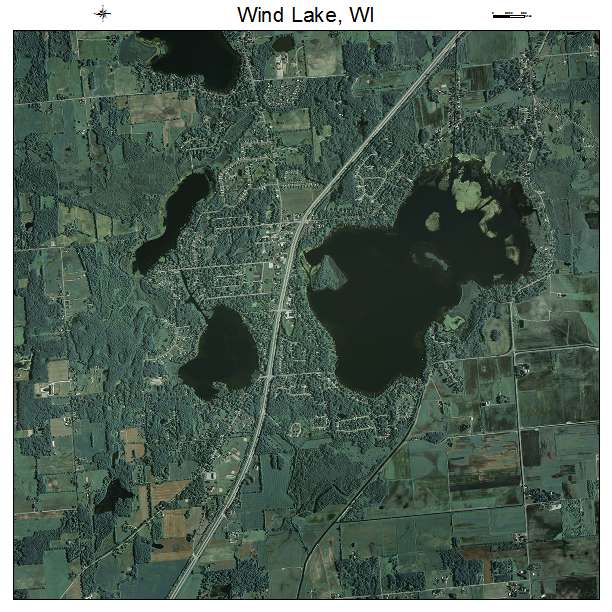 Wind Lake, WI air photo map