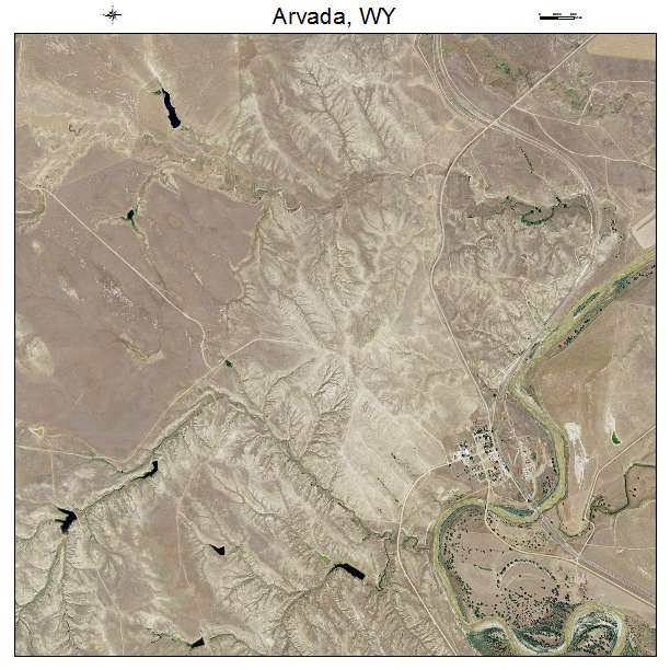 Arvada, WY air photo map