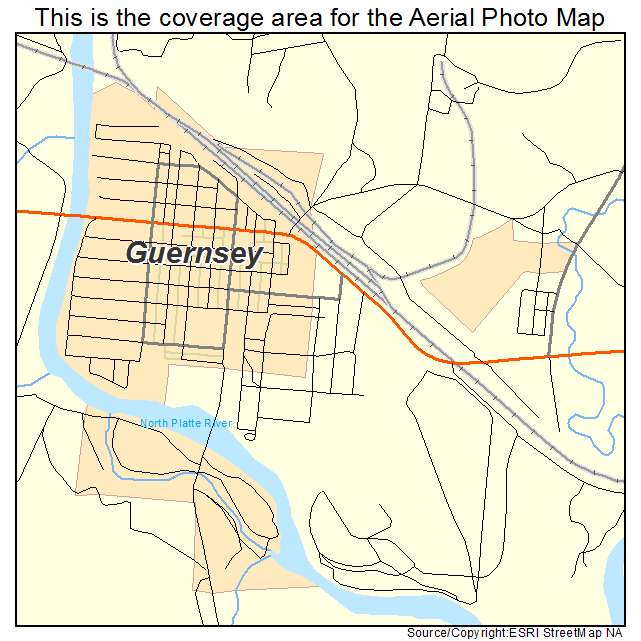 Aerial Photography Map of Guernsey, WY Wyoming