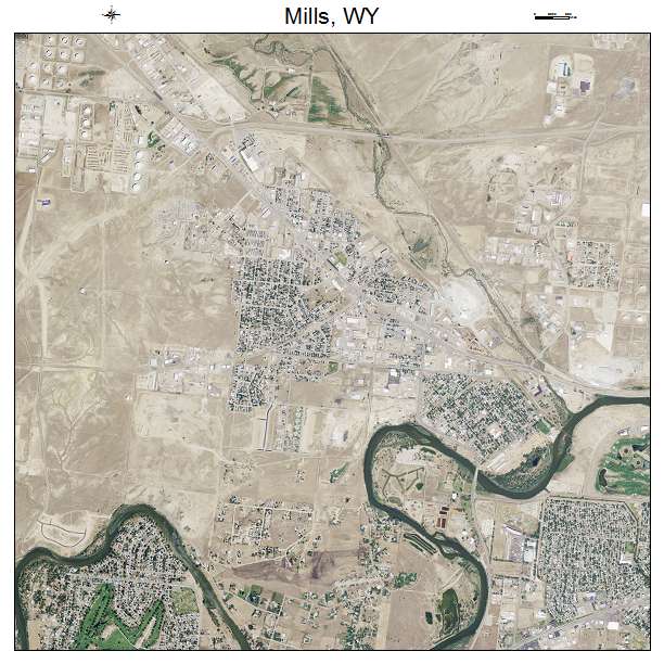 Mills, WY air photo map