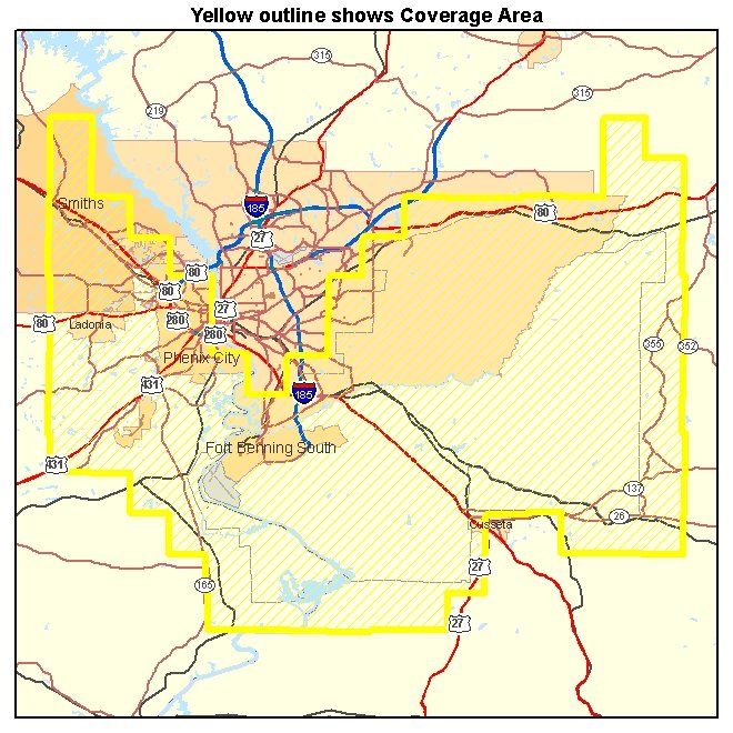 Muscogee and Chattahoochee Counties GA aerial photography