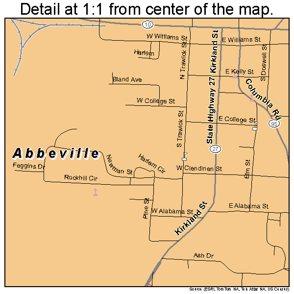 Abbeville, Alabama road map detail