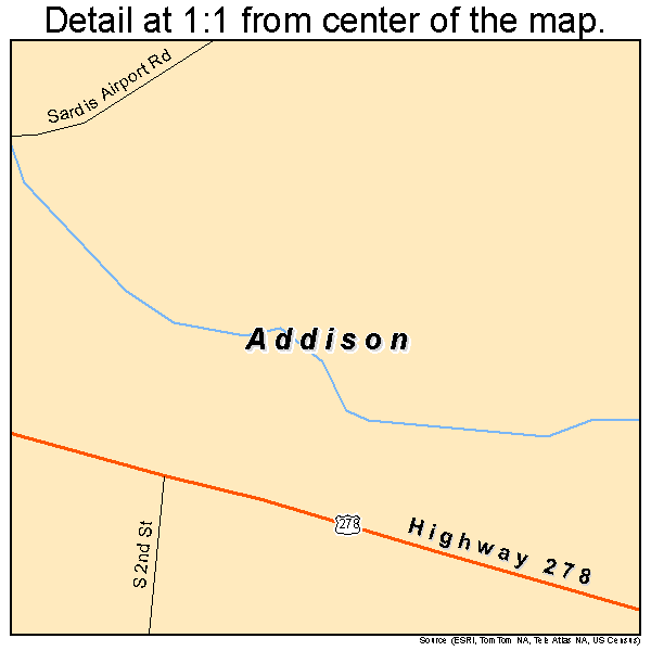 Addison, Alabama road map detail