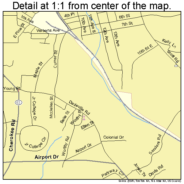 Alexander City, Alabama road map detail