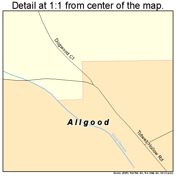 Allgood, Alabama road map detail