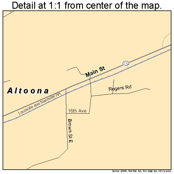 Altoona, Alabama road map detail