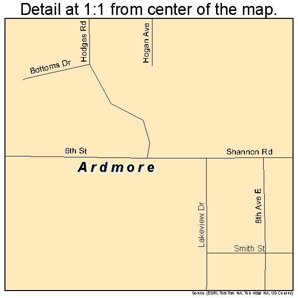 Ardmore, Alabama road map detail