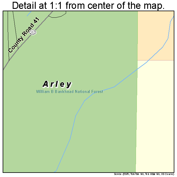Arley, Alabama road map detail