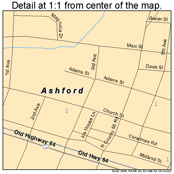 Ashford, Alabama road map detail