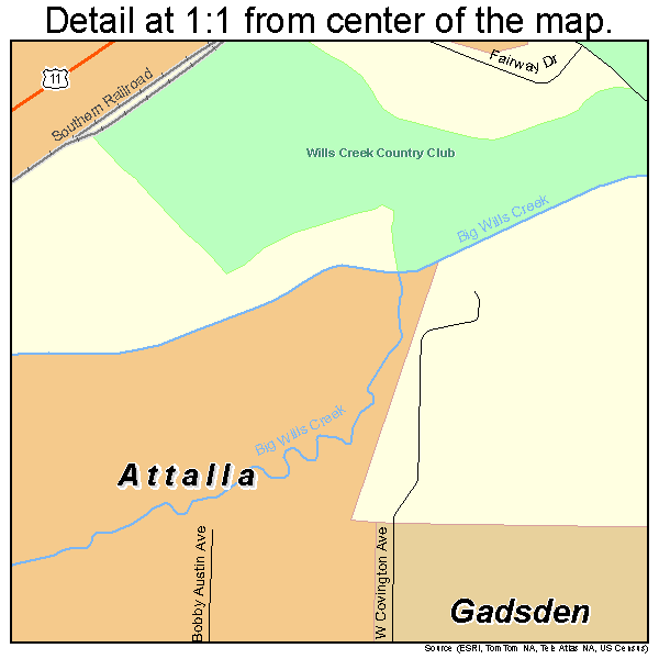 Attalla, Alabama road map detail