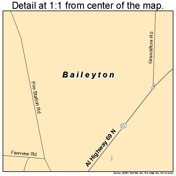 Baileyton, Alabama road map detail