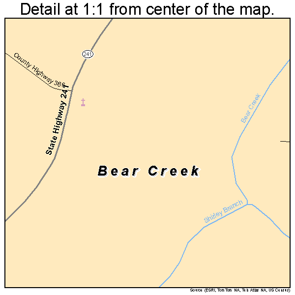 Bear Creek, Alabama road map detail