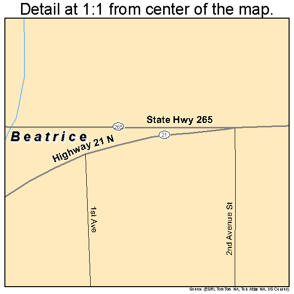 Beatrice, Alabama road map detail