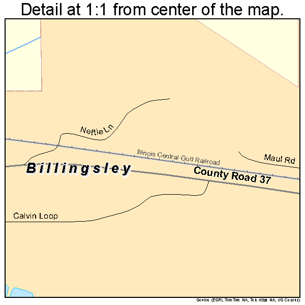 Billingsley, Alabama road map detail