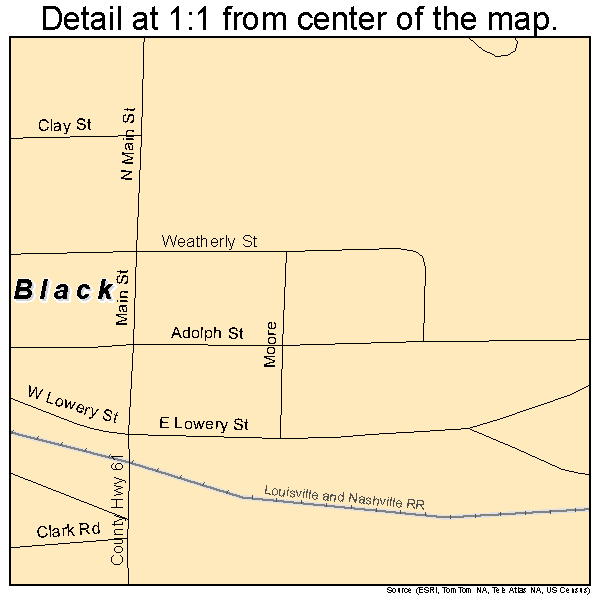 Black, Alabama road map detail