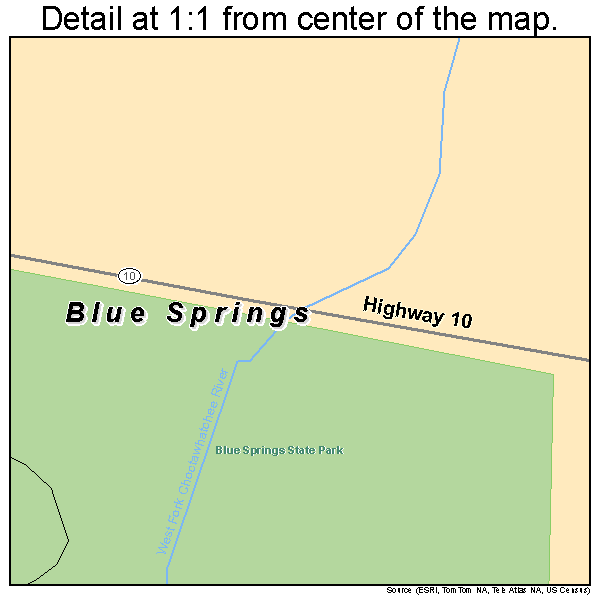 Blue Springs, Alabama road map detail