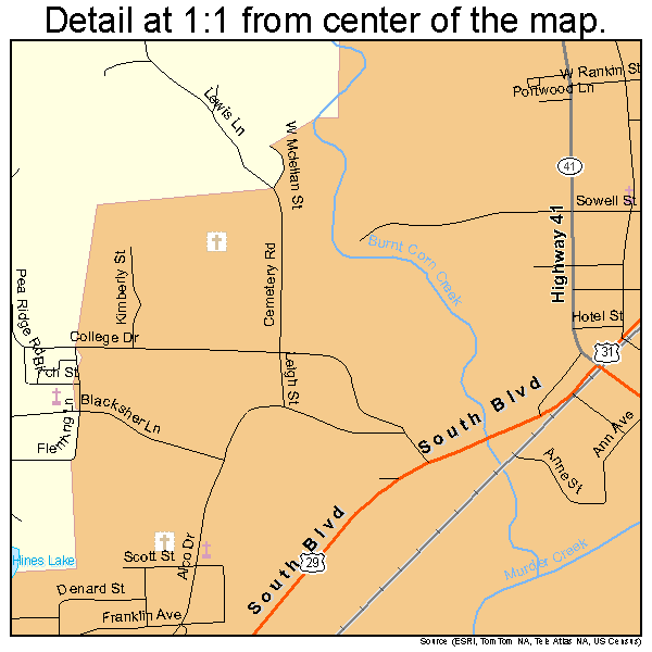 Brewton, Alabama road map detail