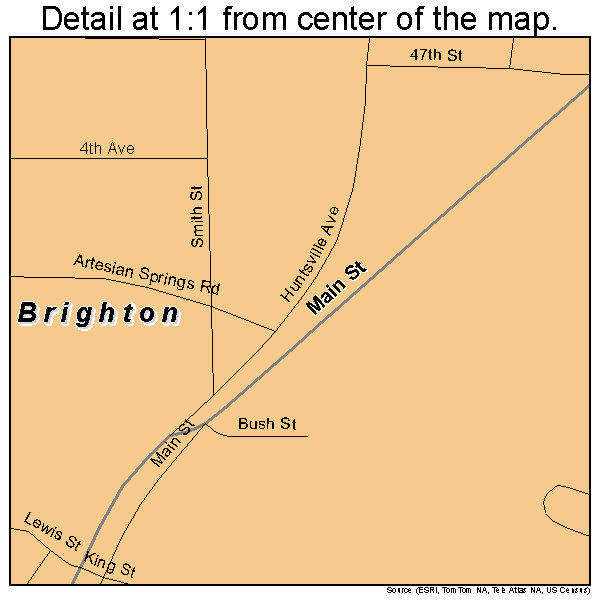 Brighton, Alabama road map detail