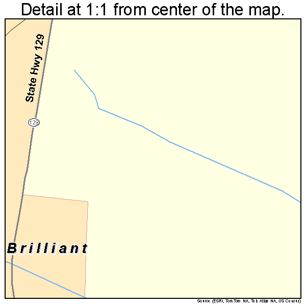 Brilliant, Alabama road map detail