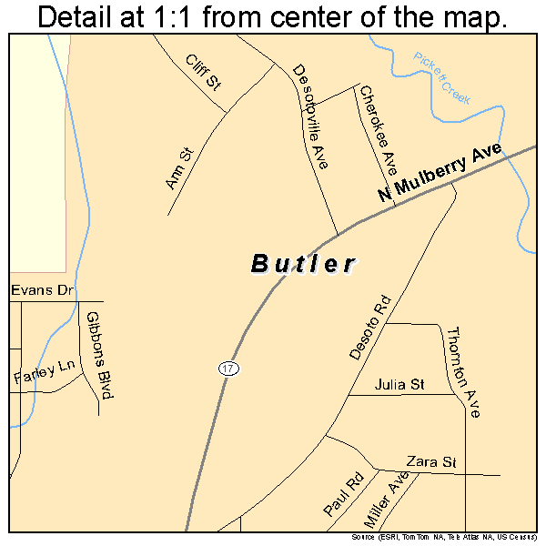 Butler, Alabama road map detail