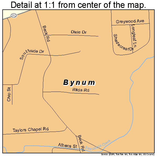 Bynum, Alabama road map detail