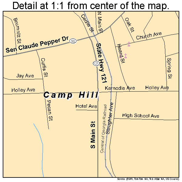 Camp Hill, Alabama road map detail