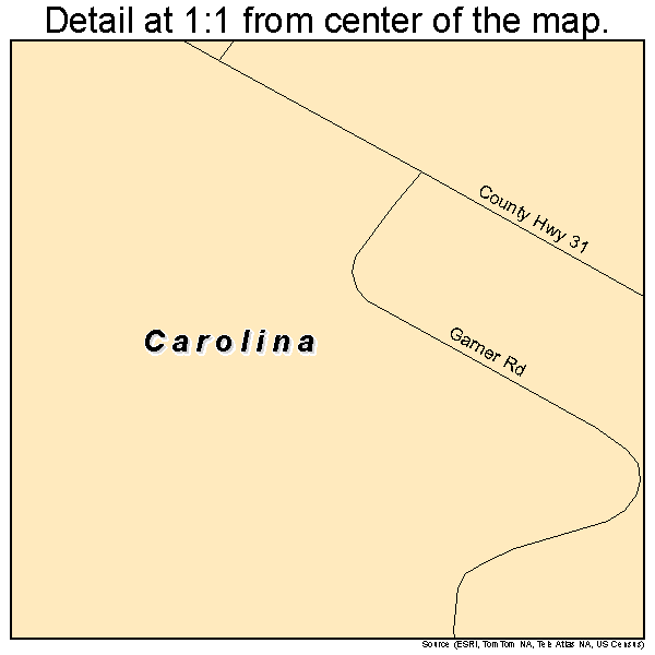 Carolina, Alabama road map detail