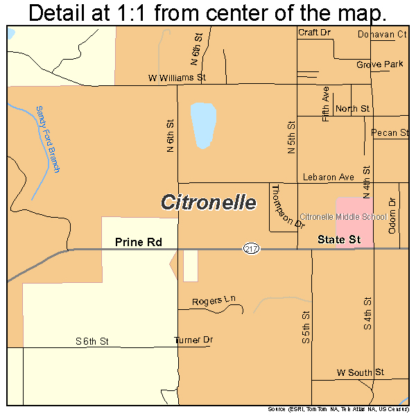 Citronelle, Alabama road map detail