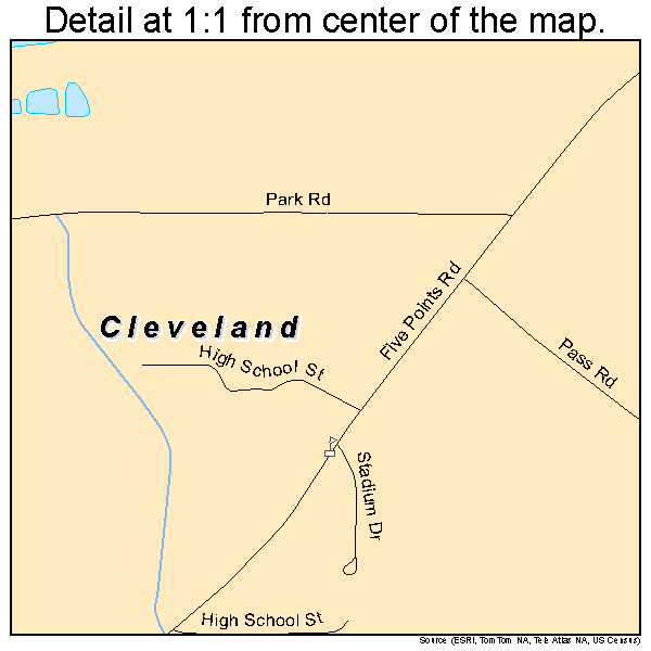Cleveland, Alabama road map detail