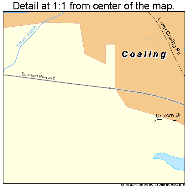 Coaling, Alabama road map detail