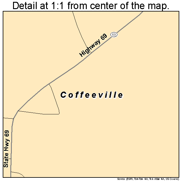 Coffeeville, Alabama road map detail