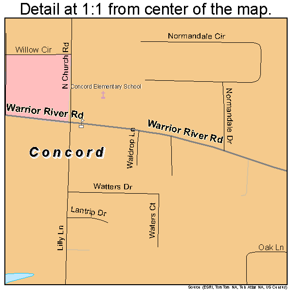 Concord, Alabama road map detail