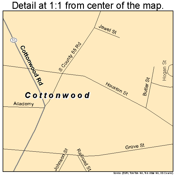 Cottonwood, Alabama road map detail