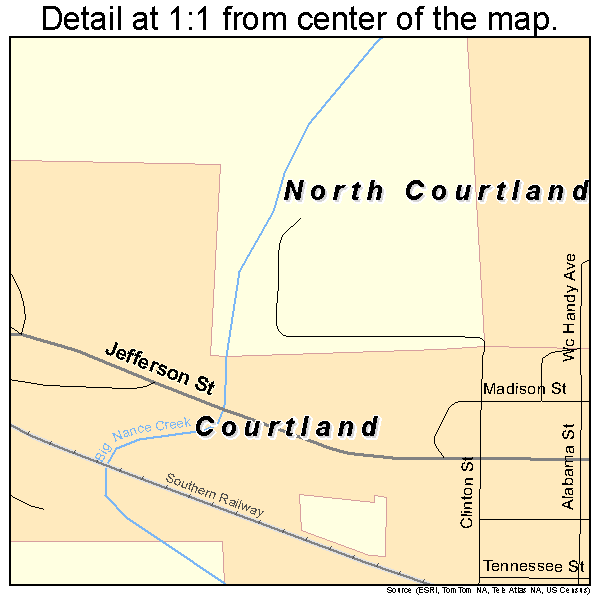 Courtland, Alabama road map detail