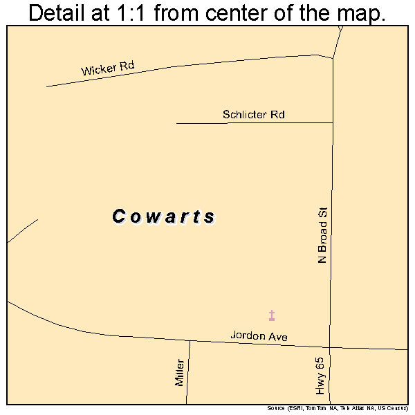 Cowarts, Alabama road map detail