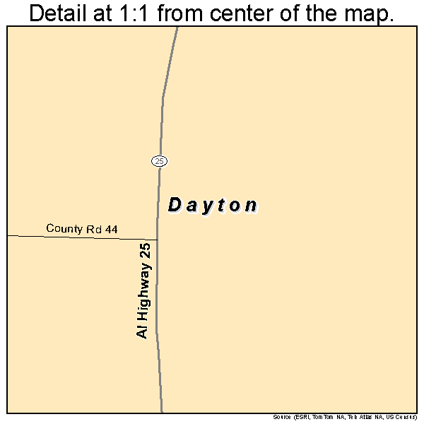 Dayton, Alabama road map detail