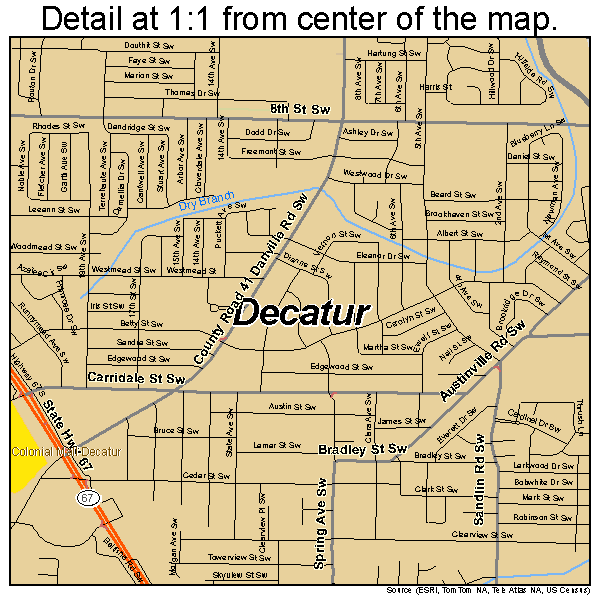 Decatur, Alabama road map detail