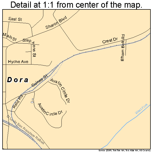 Dora, Alabama road map detail
