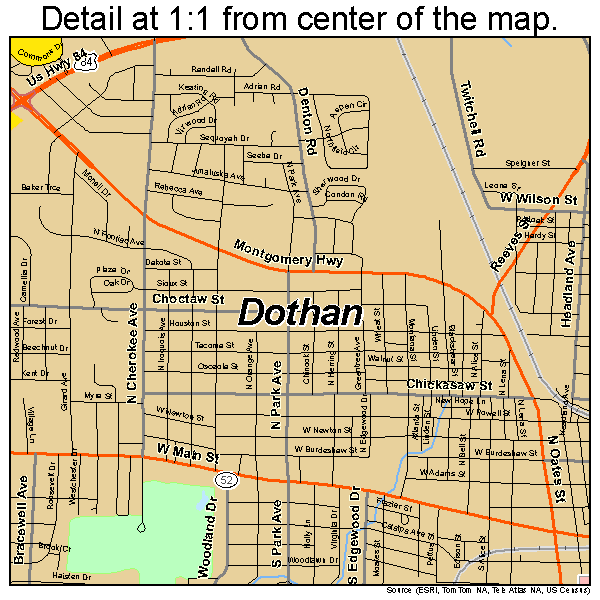 Dothan, Alabama road map detail