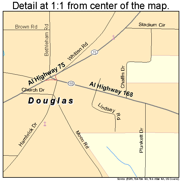 Douglas, Alabama road map detail