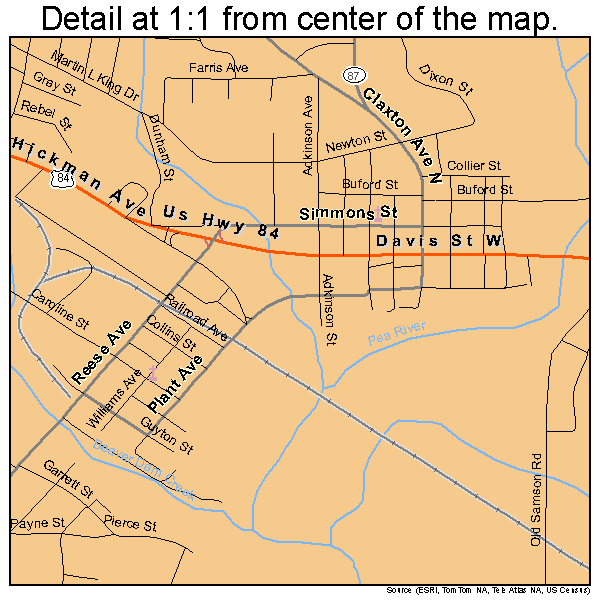 Elba, Alabama road map detail
