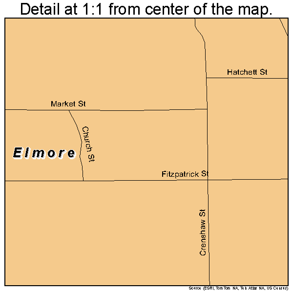 Elmore, Alabama road map detail