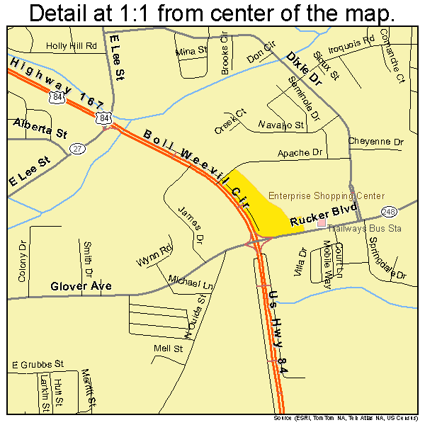 Enterprise, Alabama road map detail