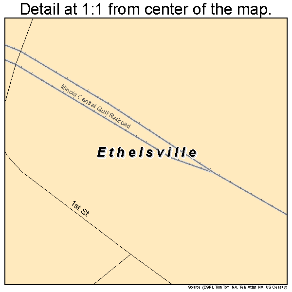 Ethelsville, Alabama road map detail