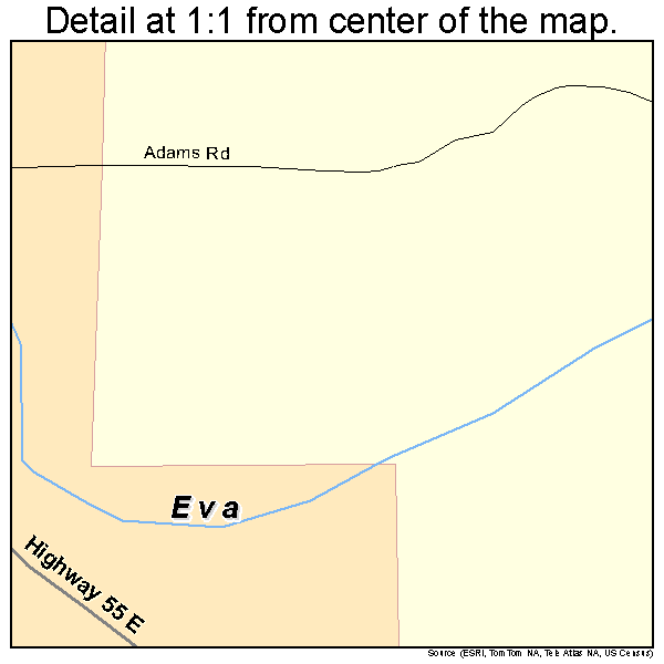 Eva, Alabama road map detail