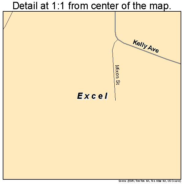 Excel, Alabama road map detail