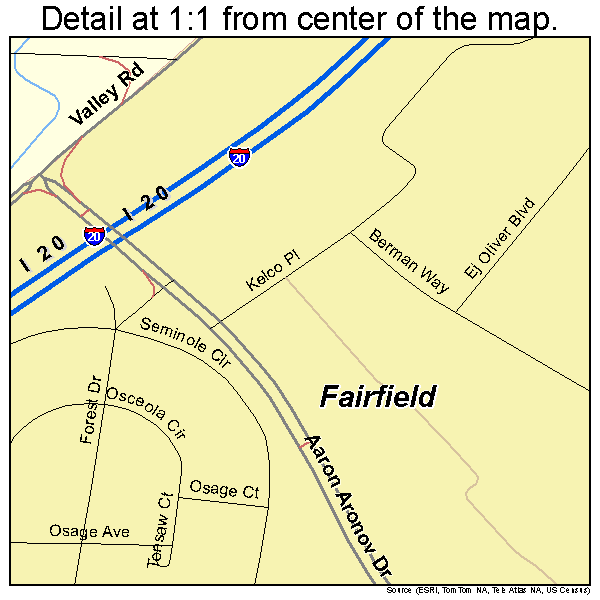 Fairfield, Alabama road map detail