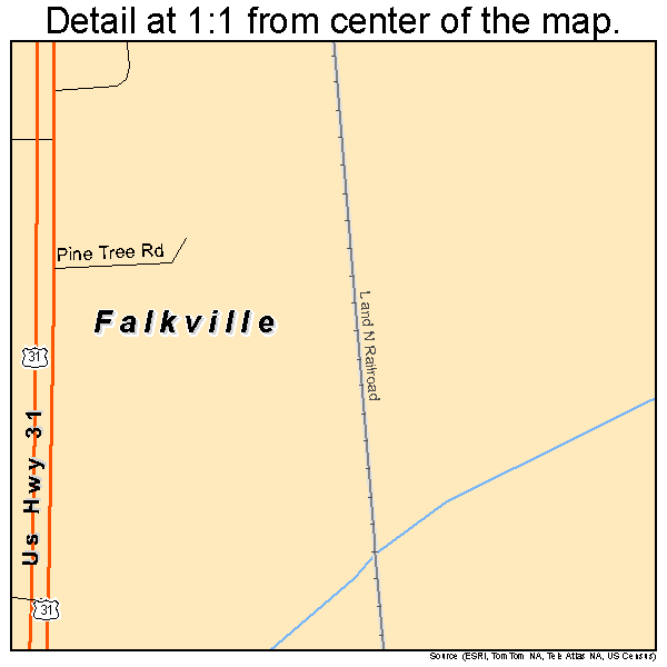 Falkville, Alabama road map detail