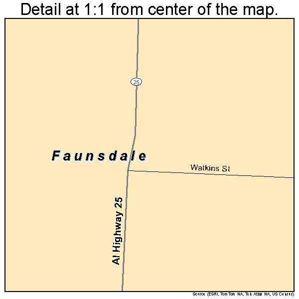 Faunsdale, Alabama road map detail