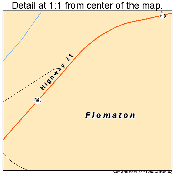 Flomaton, Alabama road map detail